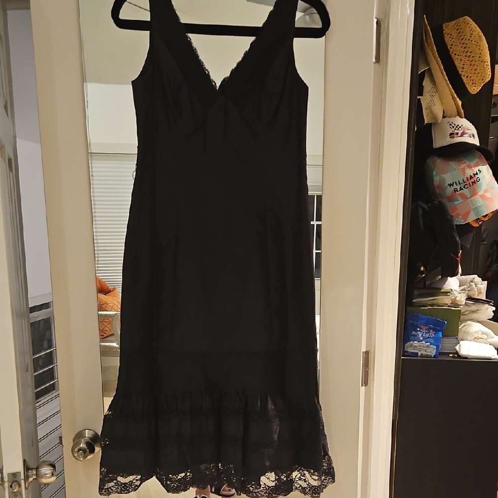 Teri Jon Black Lace Hem Chemise